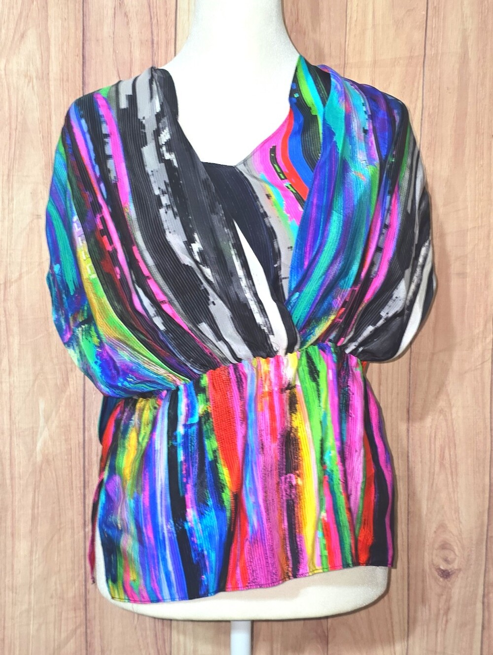 Amanda Uprichard 100% Silk Neon Peplum Blouse Size Medium